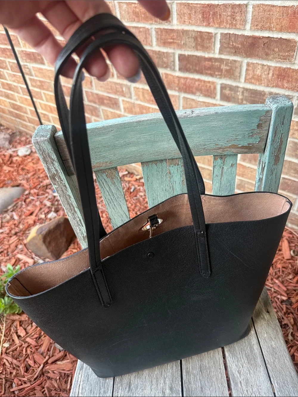 Kate Spade ♠️ Black Pebble grain Suzy Large North South Tote bag w/gold emblem
